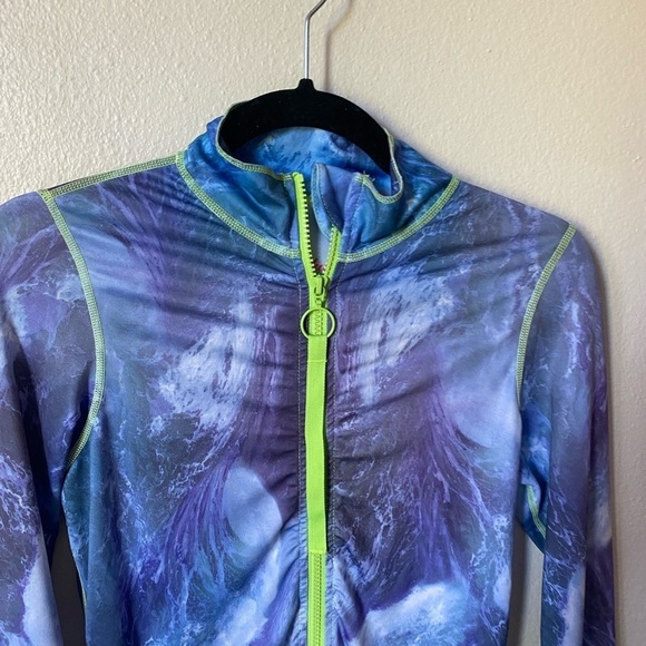 Tutu Blue Women’s Zip Rash Guard Size S Blue Ocean Beach Surf Swim Vacation - Picture 4 of 8